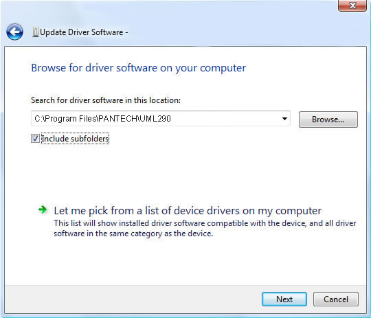 Update driver software screen 2