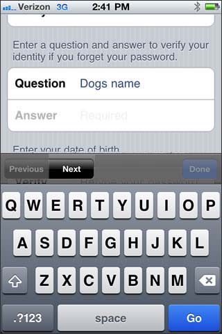 Enter question then next