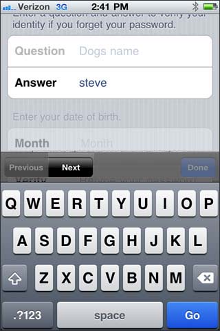 Enter answer tp question then Next
