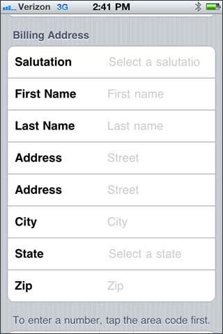 Enter Billing address information