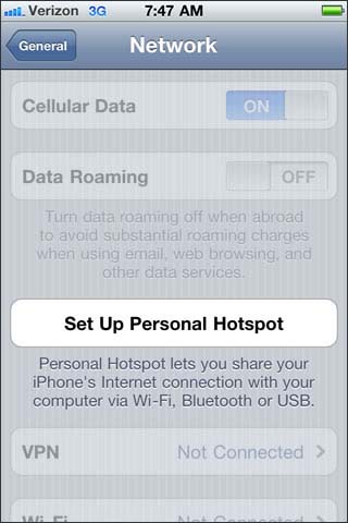 Set Up Personal Hotspot