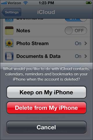 Select delete option