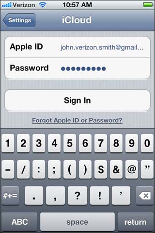 Enter apple id and password then sign in