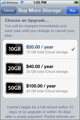 Select upgrade option then Buy