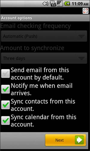 Account options with Next