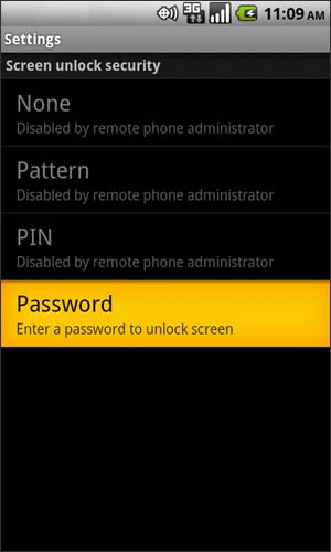 Settings with Password