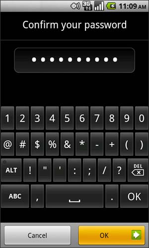 Confirm password with OK