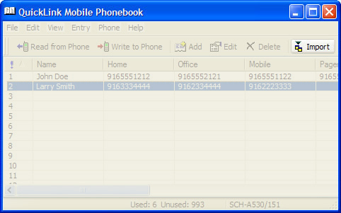 Main screen with import button highlighted
