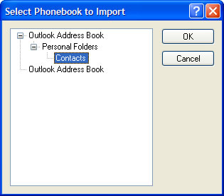 Phonebook selection dialog