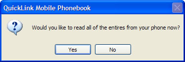 Read phone entries dialog