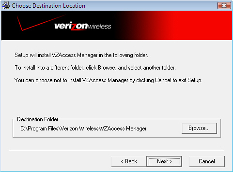 Choose install destination screen