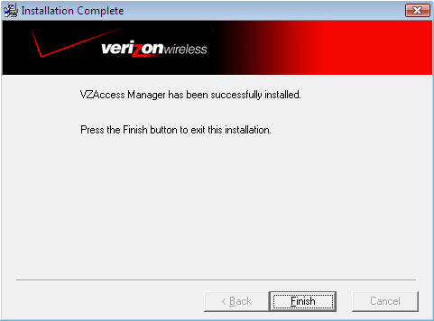 Installation complete screen