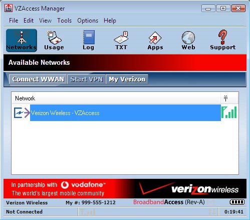 Vzaccess manager main screen