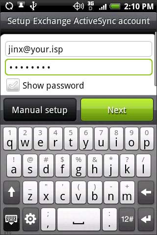 Exchange username / password