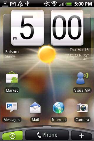Home screen with focus on applications