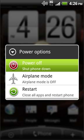 Power options with Power off