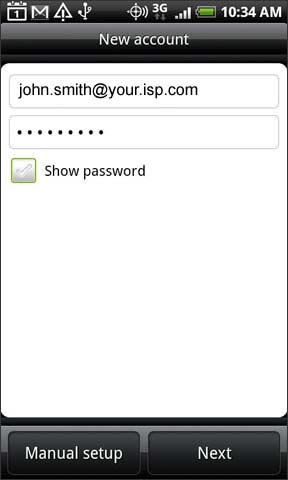 POP email address and password