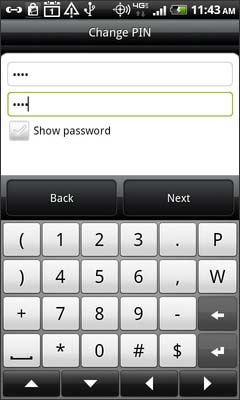 Enter a new 4-8 digit PIN, re-enter the PIN then select Next