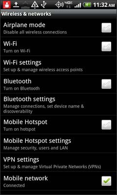 Touch Wi-Fi settings