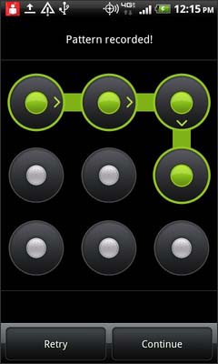 Draw a pattern connecting at least four dots then select Continue