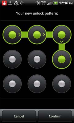 Redraw the unlock pattern then select Confirm
