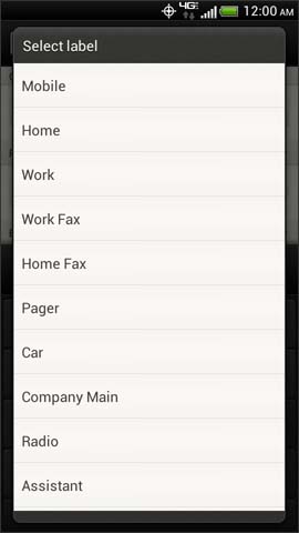 Select phone label