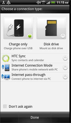 Select Charge only then select Done