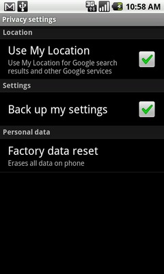 Touch Factory data reset