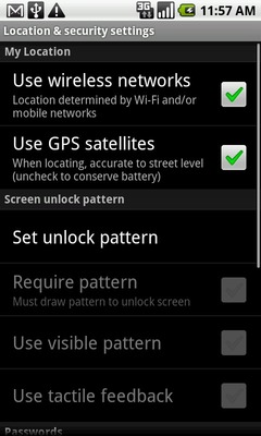 Touch Set unlock pattern