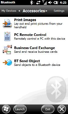 From the Accessories tab, touch BT Send Object