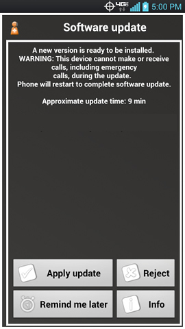 Software update with available options