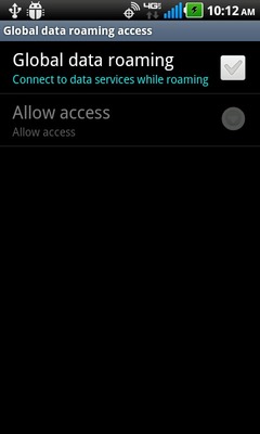 Select Global data roaming