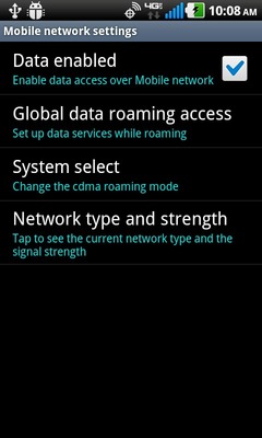 Select Global data roaming access