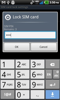 Enter the PIN (4-8 digits) then select OK
