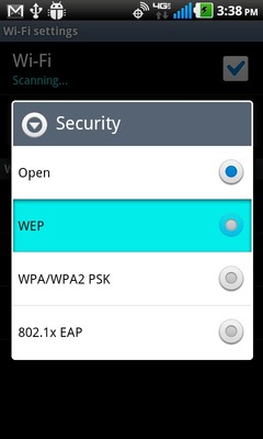 Select the security option