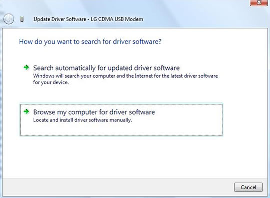 Browse to driver