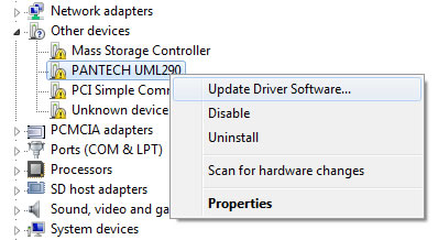 Update driver step 1