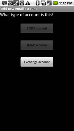 Select Exchange account