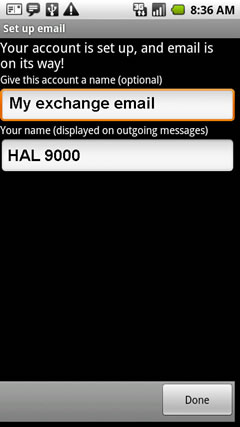 Account name and outgoing name