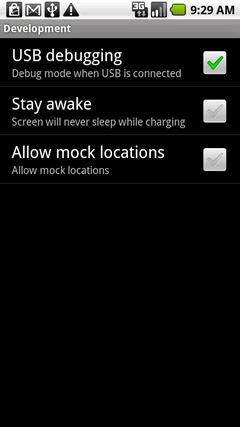 enable disable USB debugging mode