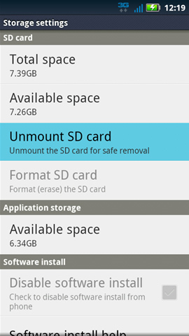 Storage with Unmount SD card