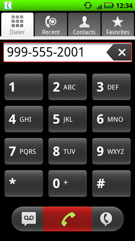 Dialer tab with a number and phone symbol