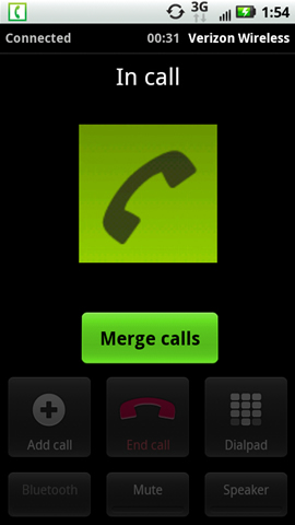 Call connected screen with Merge calls