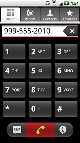 Dialer tab with a number and phone symbol