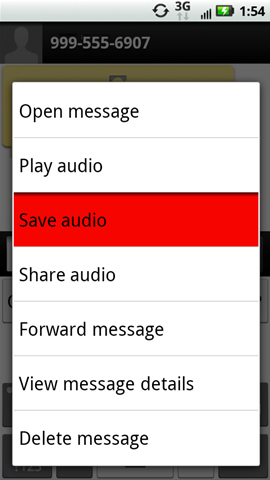 Attachment options with Save audio