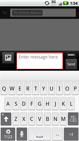 Compose screen with Enter message here