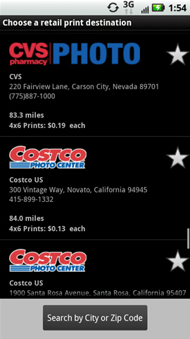 Choose retail print destination with available options
