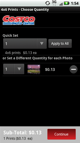 Choose Quantity with Continue