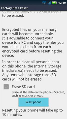 Reset phone