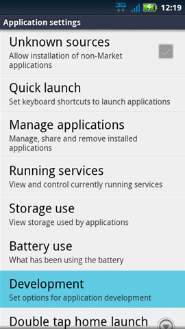 Application settings with Development